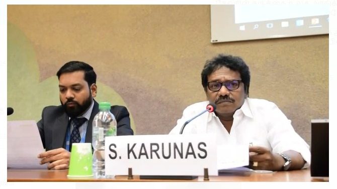 ஜெனிவாவில் நடை பெற்ற 40 வது ஐ.நா கூட்ட தொடரில் உரையாற்றிய  சட்டமன்ற உறுப்பினர் கருணாஸ்!